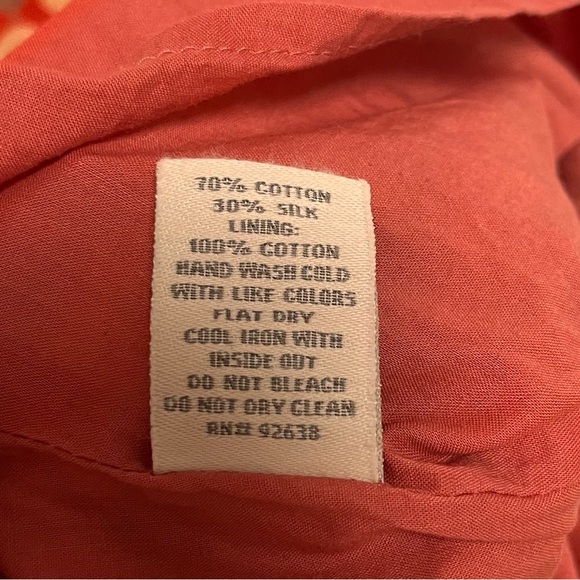 Fossil Silk Cotton Pleated Polka Dot Print A-Line Skirt Pink-Coral Size 4 - Picture 5 of 8